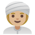 👳🏼‍♀️ woman wearing turban: medium-light skin tone display on Google